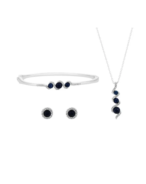 Jon Richard Sapphire And Crystal Twist Drop Set - Gift Boxed