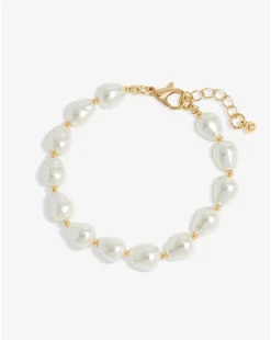 Jon Richard Semi Precious Pearl And Gold Bead Bracelet