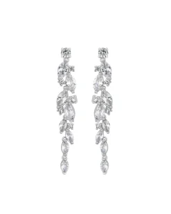 Jon Richard Silver Plated Clear Navette Charlotte Drop Earrings