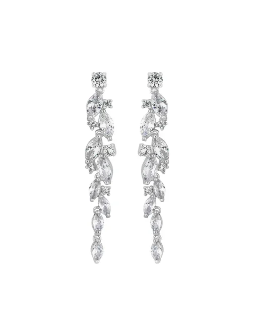 Jon Richard Silver Plated Clear Navette Charlotte Drop Earrings