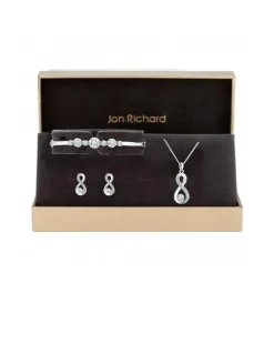 Jon Richard Silver Plated Crystal Infinity Jewellery Set - Gift Boxed