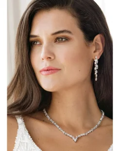 Jon Richard Silver Plated Clear Navette Charlotte Drop Earrings