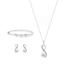 Jon Richard Silver Plated Crystal Infinity Jewellery Set - Gift Boxed