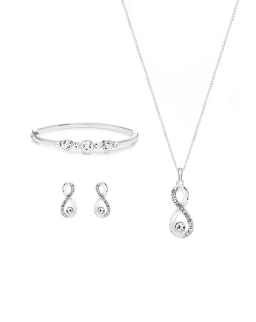 Jon Richard Silver Plated Crystal Infinity Jewellery Set - Gift Boxed