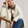 Julipa Cream Diamond Quilted Borg Jacket