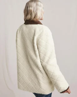 Julipa Cream Diamond Quilted Borg Jacket
