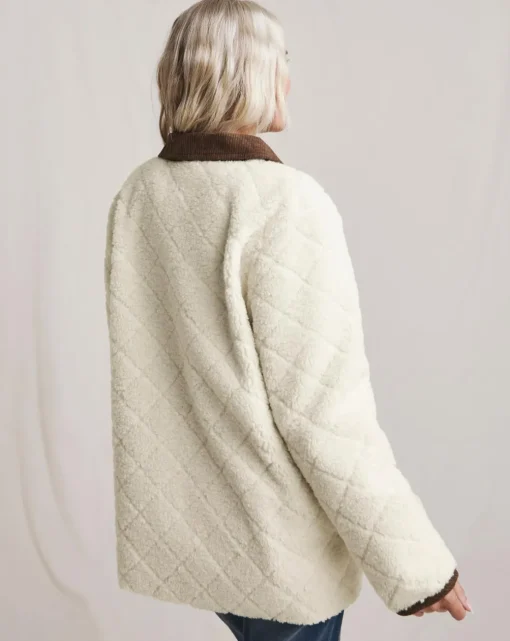 Julipa Cream Diamond Quilted Borg Jacket