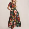Julipa Crinkle Button Shoulder Tiered Dress