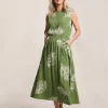 Julipa Crinkle Printed Pocket Midi Dress
