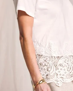 Julipa Crochet Lace Hem T-Shirt