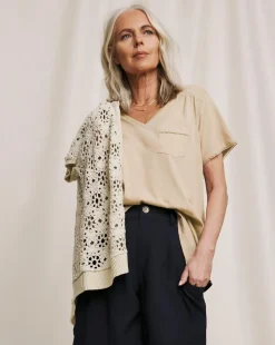 Julipa Linen Mix V-Neck Pocket T-Shirt