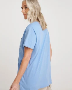 Julipa Linen Mix V-Neck Pocket T-Shirt
