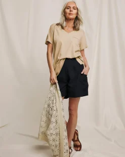 Julipa Linen Mix V-Neck Pocket T-Shirt