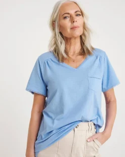 Julipa Linen Mix V-Neck Pocket T-Shirt