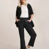 Julipa Navy Tapered Linen Trousers