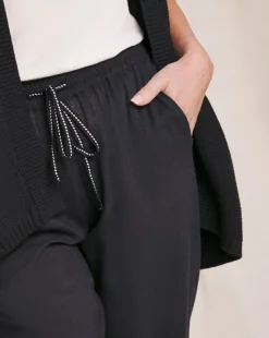 Julipa Navy Tapered Linen Trousers
