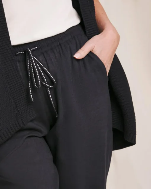 Julipa Navy Tapered Linen Trousers