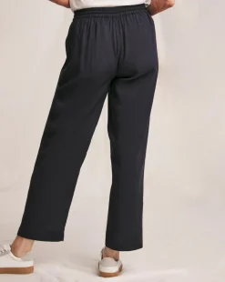 Julipa Navy Tapered Linen Trousers