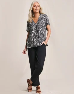 Julipa Printed Crinkle Short Sleeve Top