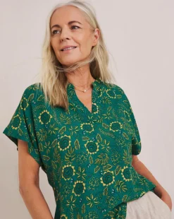 Julipa Printed Notch Neck Blouse