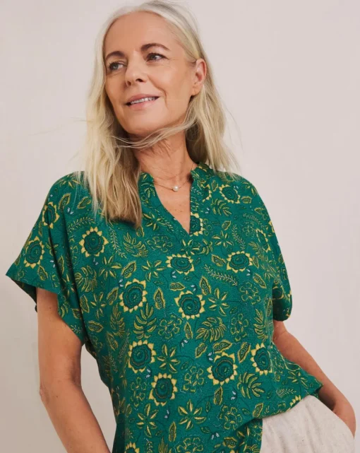 Julipa Printed Notch Neck Blouse