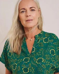 Julipa Printed Notch Neck Blouse