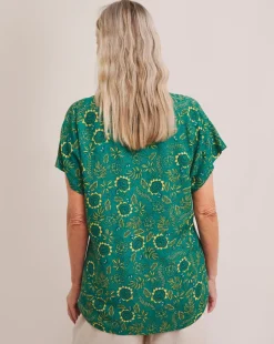 Julipa Printed Notch Neck Blouse