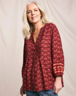 Julipa Printed Pintuck Blouse