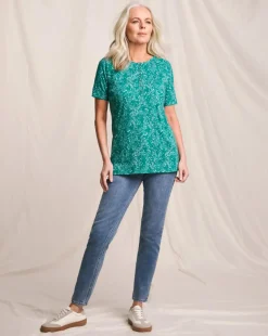 Julipa Printed Ribbed Henley Top