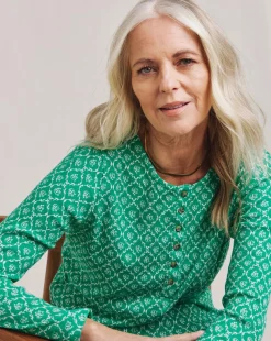 Julipa Printed Ribbed Henley Top