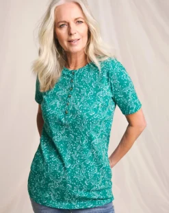 Julipa Printed Ribbed Henley Top