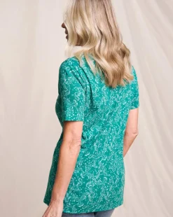 Julipa Printed Ribbed Henley Top