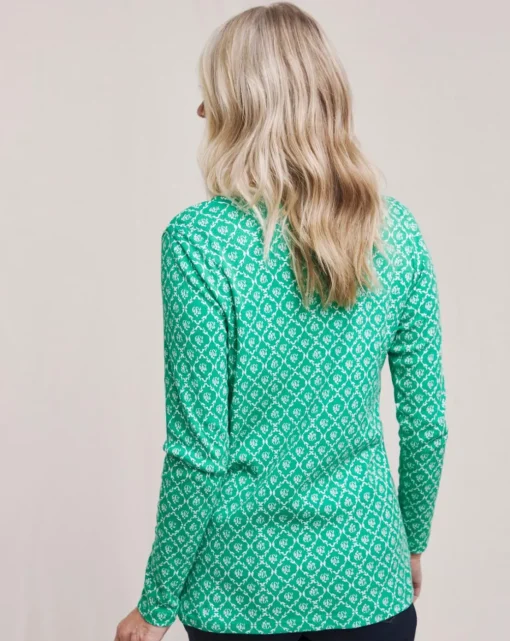 Julipa Printed Ribbed Henley Top