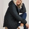 Julipa Quilted Button Side Hooded Coat