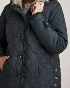 Julipa Quilted Button Side Hooded Coat