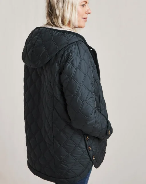 Julipa Quilted Button Side Hooded Coat