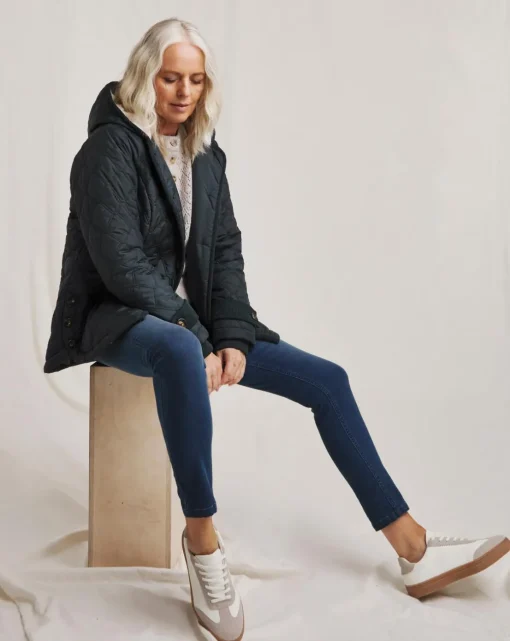 Julipa Quilted Button Side Hooded Coat