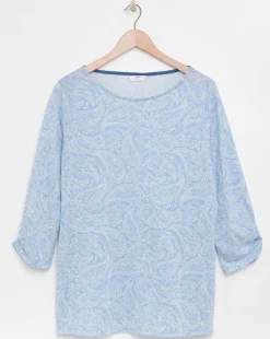 Julipa Ruched Sleeve Boat Neck T-Shirt