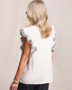 Julipa Ruffle Embroidered Sleeve T-Shirt