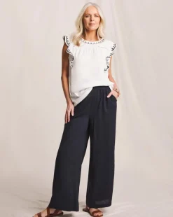 Julipa Ruffle Embroidered Sleeve T-Shirt