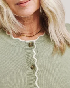 Julipa Scalloped Button Down Cardigan