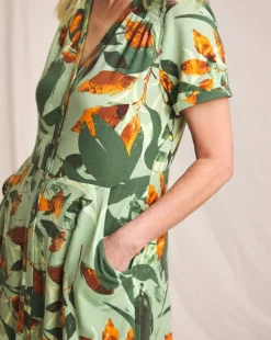 Julipa Shirred Shoulder Jersey Midi Dress