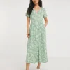 Julipa Shirred Shoulder Midi Dress
