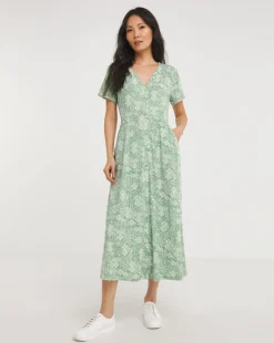 Julipa Shirred Shoulder Midi Dress