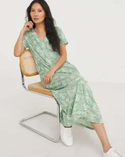 Julipa Shirred Shoulder Midi Dress