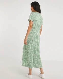 Julipa Shirred Shoulder Midi Dress