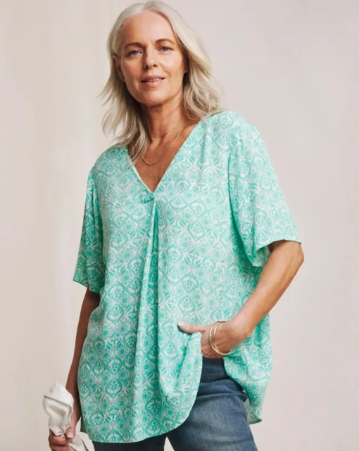 Julipa V Neck Crinkle Top