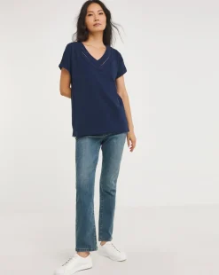 Julipa V Neck Lace Trim T-Shirt