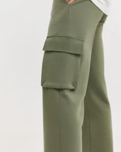 Khaki Wide Leg Cargo Joggers
