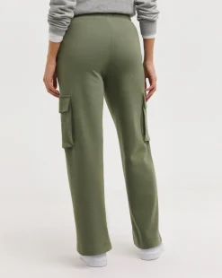 Khaki Wide Leg Cargo Joggers